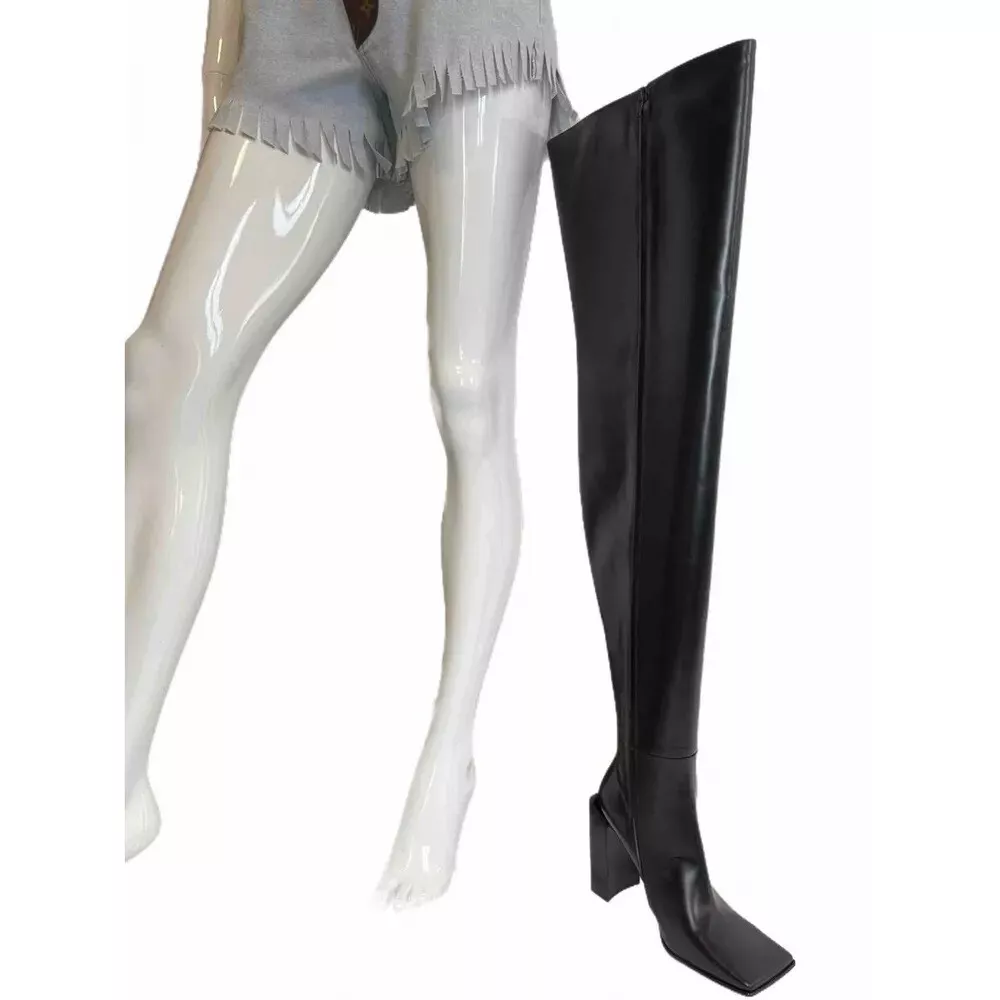 BALMAIN Silver Mirror Effect Thigh High Pointed Toe PVC Lana Boots Sz 10   eBay