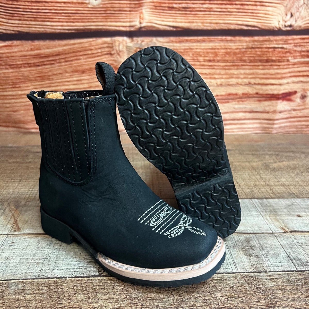 黒猫エンジェルMexico Western boots 24.5 Kids Mexican Cowboy Leather Boots Western Rodeo Botas