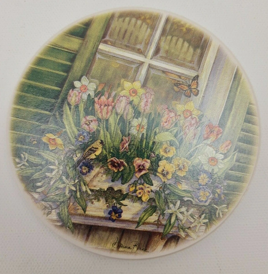 Cypress Home Springtime Bliss Piedra Absorbente Juego de 4 Posavasos con Soporte NUEVO Foto 3 de 4