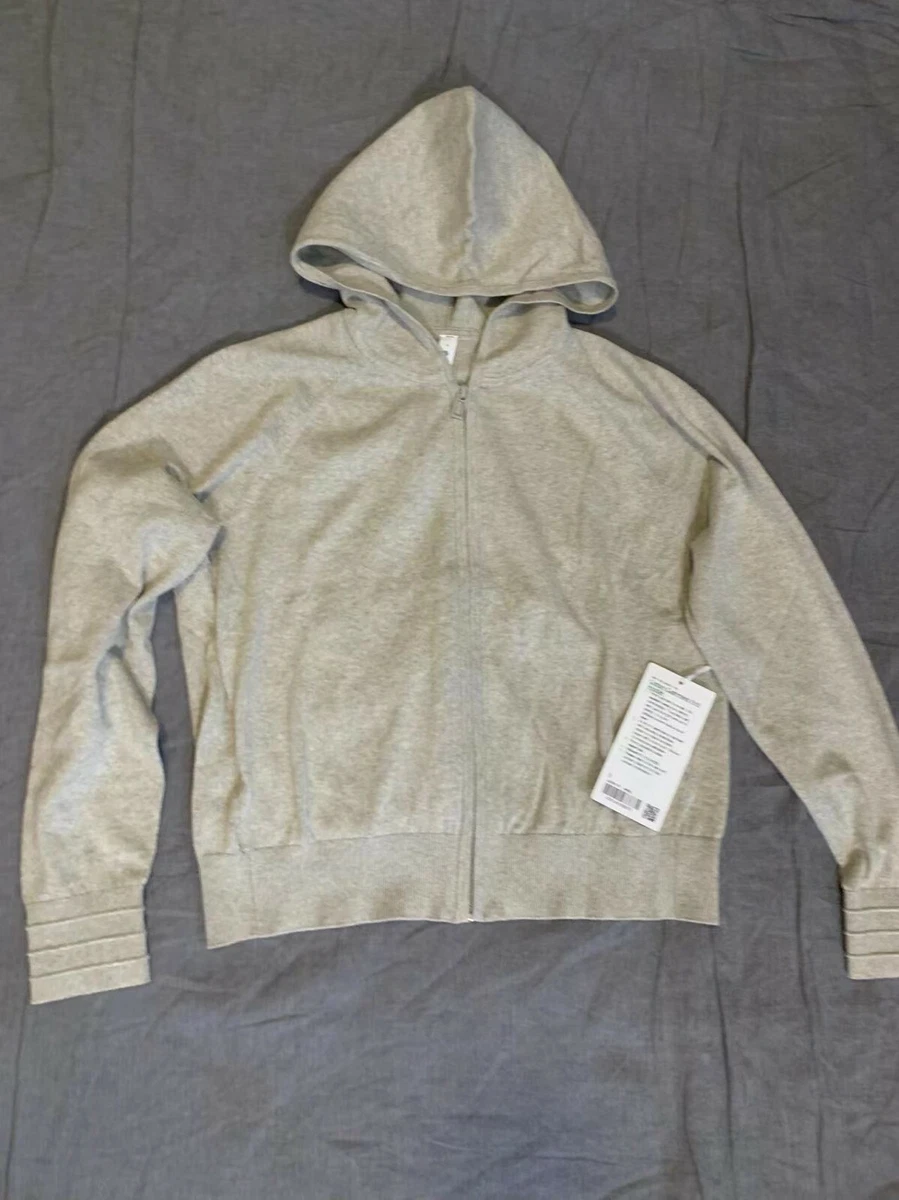 NWT Lululemon cotton-cashmere Knit Hoodie~size：8~HRWL Heather Raw Linen