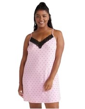 Joyspun Women  s SIZE 2X 18W-20W Lace Trim Knit Chemise Color Pink Sail NEW