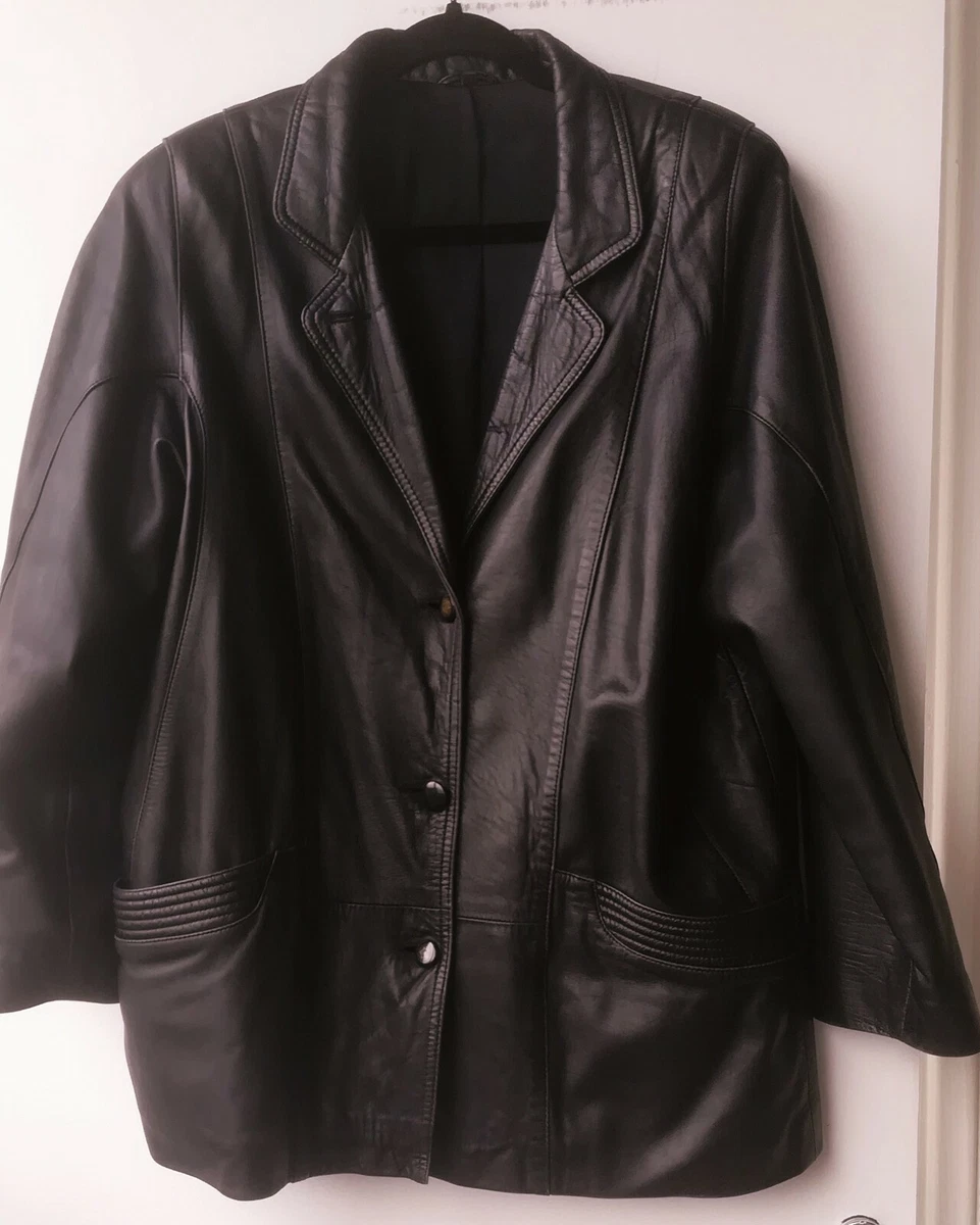 Veste 3 4 longue femme cuir T 52 L tr s bon tat eBay