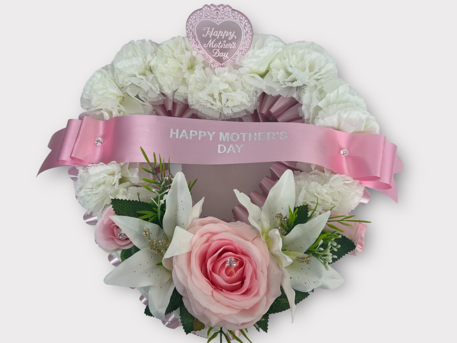 Heart wreath teddy Artificial Funeral Flowers Memorial Grave Tribute