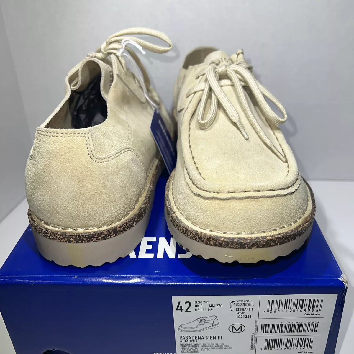 Birkenstock Pasadena III Unisex W11/M9 EU42 Almond Suede Shoes B22-97
