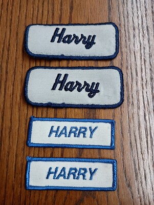 Harry Name Tag Vintage Patches (Lot of 4)