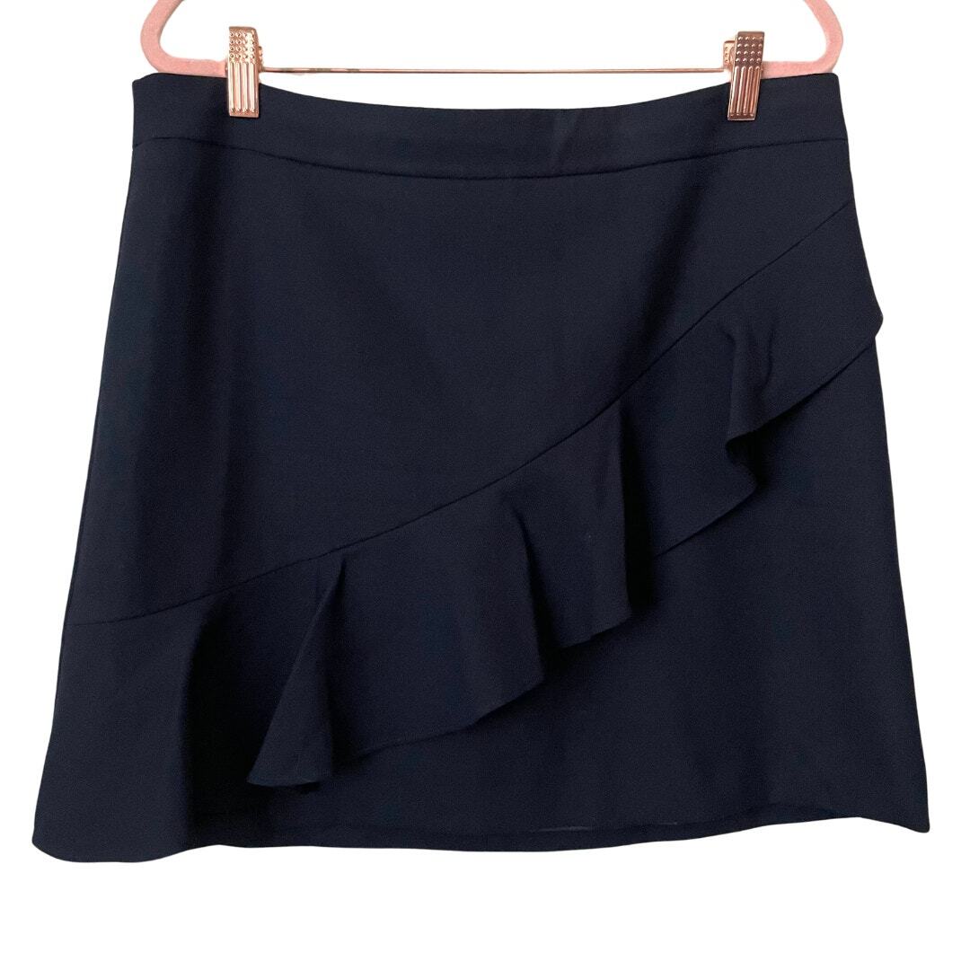 Brooks Brothers Skirt Womens 10 Blue Red Fleece Wool Ruffle Asymmetrical  Mini