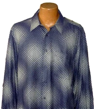 PAUL SMITH LONDON COTTON NAVY BLUE BEIGE ABSTRACT PRINT SHIRT XXL 2XL