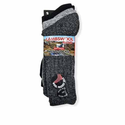 Mens Lambs Wool Blend Socks 3 & 6 Pairs Winter Warm Hiking Work Boot UK 6-11 - Picture 3 of 5