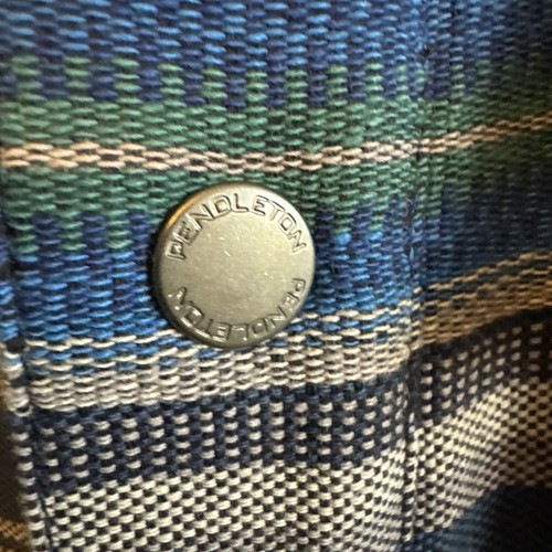 Pendleton Striped Blue/Gray Sherpa Lined Snap Front Shirt Jacket Men Size Small - Picture 4 of 7