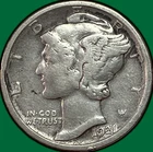 1921-D Mercury Dime Very Fine VF Coin, Lightly Cleaned #36913