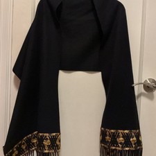 NWOT  $1375 ZILLI SILK and CASHMERE Scarf BLACK &BLUE Large