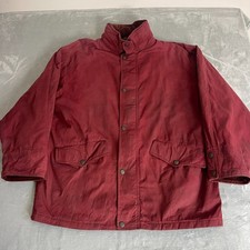 Gant The Double Decker Wax Jacket Mens XL Red Hooded Full Zip Vintage Pockets