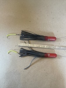 Vintage Offshore Tuna Rigs Black Rubber 7” Length With Trailer Hooks Red Head