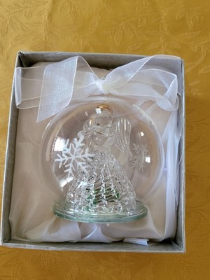 BRAND NEW Spun Glass Angel Christmas Ornament with FREE Snowflake Glass Coaster 