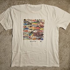 Vintage Y2k Steve Carbol Save The Fish Large Art T-Shirt 2010 Painting Ocean 90s