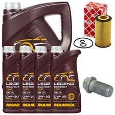 Motor&ouml;l Filter Set MANNOL 0W-30 504/507 9 Liter + Schraube f&uuml;r Mercedes Vito Bus