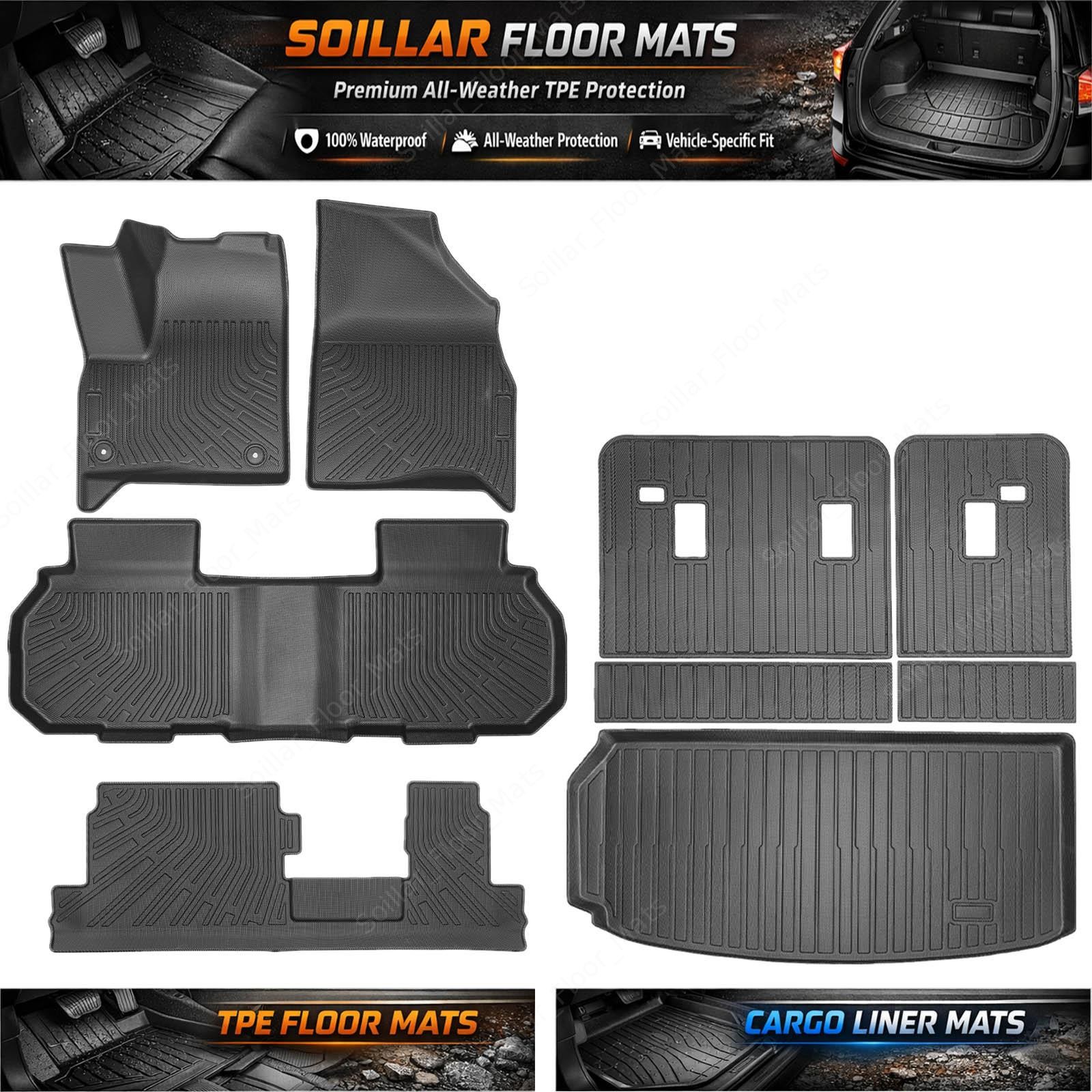 2024-2026 For GMC Acadia/Chevy Traverse 8 Seat TPE Floor Mats Trunk Cargo Liners
