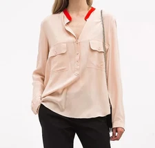 Stella McCartney Women's Beige Long Sleeve Silk Blouse Size 36 (S)