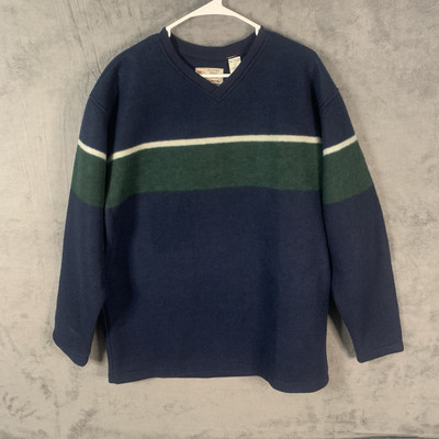 Vintage Bugle Boy Snow Fleece Sweatshirt Mens Large Y2K Striped Wide Boxy Fit