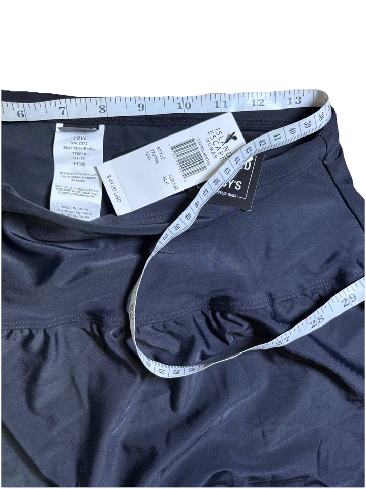 Island Escape Swim Skirt Bottoms Plus Size 18W Black Tummy Control NEW - Image 3 of 4