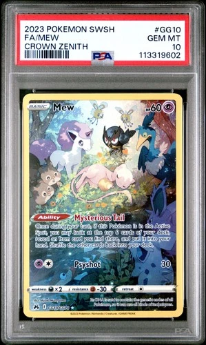 2023 Pokemon Crown Zenith Mew Full Art #GG10 GEM MT PSA 10 Galarian Gallery
