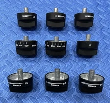 WOLF BLACK “plastic/metal” KNOB SET (9pc) FOR 36” GAS RANGES, C-pics & desc