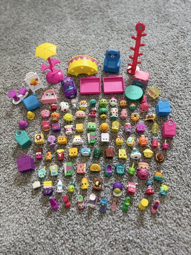 Moose Shopkins Lot Of 100 Pieces- Figurines, Car, Furniture & More EUC  Toy Lot