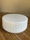VTG Art Deco MCM White Milk Glass Ribbed Shade Light Cover 10”