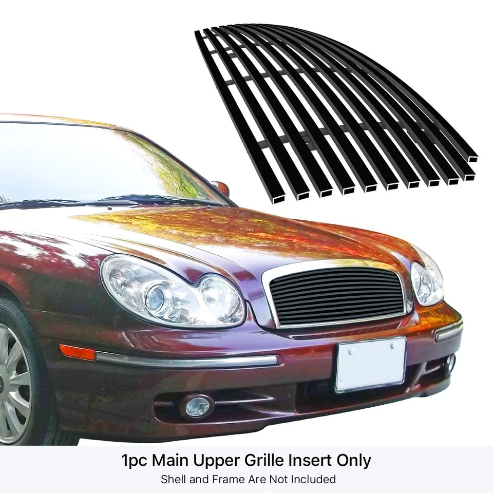 For 2002-2005 Hyundai Sonata Main Upper Stainless Black Billet Grille Insert - Image 2 of 4