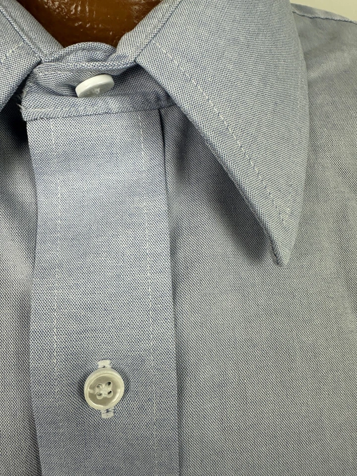 Vintage 90s Oxford Shirt Men XXL Button Up Wrinkle-Resistant Short Sleeve Blue - Image 4 of 4