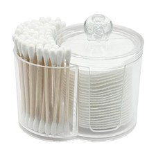 Qtip Holder for Bathroom Dual-Compartment Cotton Swab Cotton Pad Organizer, Cl