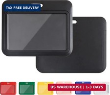 1 Pack Sliding Horizontal ID Badge Holder with Clear Window Black ID Card Holder