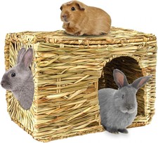 Extra Large Grass House for Rabbit, Foldable & Comfortable - Small Animal Hut...