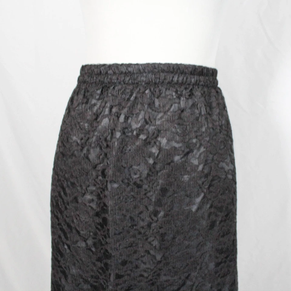 Vintage 80s 90s Black Lace Plus Size Skirt 18W by Chez California Corporate Goth - Image 4 of 4