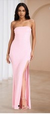 Pink Strapless Beaded Prom Dress  see note 