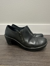 Born Black Leather Block Heel Clogs/booties,size 9