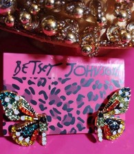 Betsey Johnson Multicolor Monarch Rhinestone Butterfly Stud Earrings