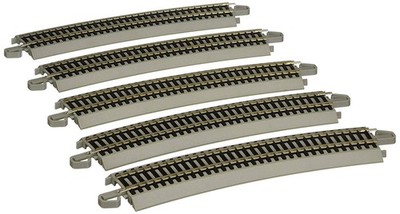 Bachmann Trains - Snap-Fit E-Z TRACK 26  RADIUS CURVED TRACK (5/card) - NICKEL S