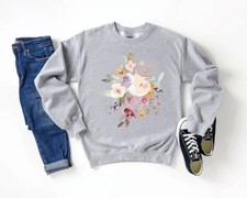 Watercolor Flower Floral Art Nature Sweatshirt Womens Gift Idea