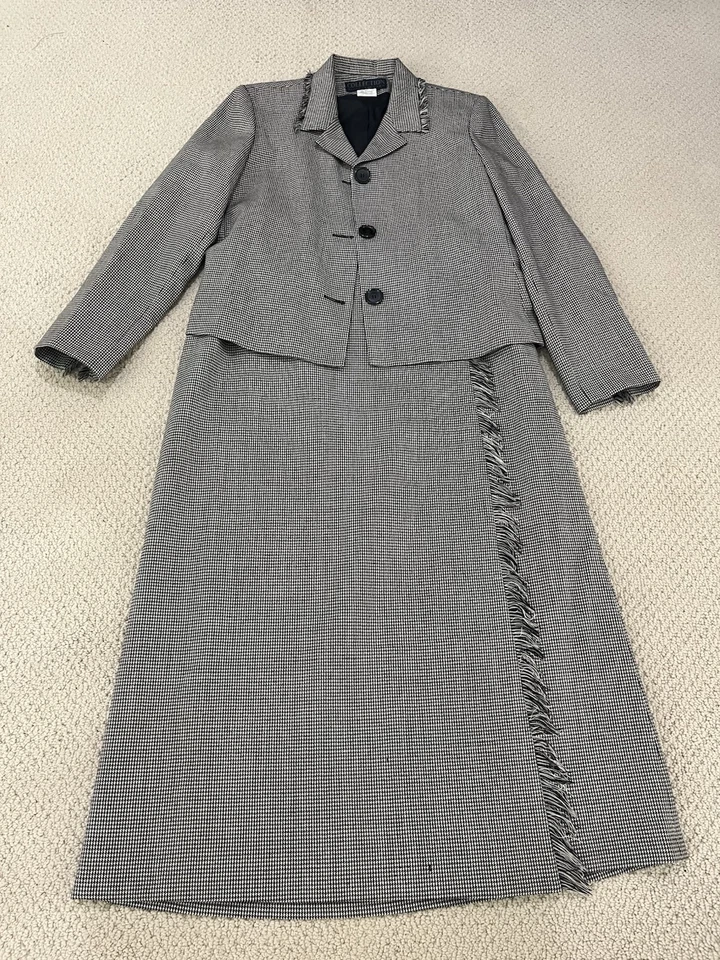 Terno saia Harve Benard feminino 100% lã 2 peças tamanho 12 - Imagem 3 de 4