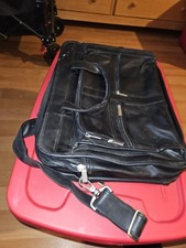 Black Leather Laptop Briefcase Bag Deluxe Classy Black