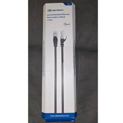 5-Pack Cat6A Snagless Shielded (SSTP/SFTP) Ethernet Patch Cab - 1ft, WHITE