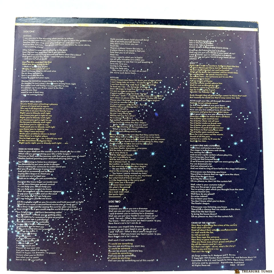 Supertramp – Crime Of The Century Vinyl (LP, Album) SP-3647 - Image 4 of 4