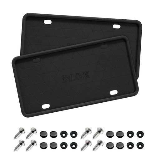 Car License Plate Frame, 2 PCS Anti-Theft Universal Silicone License Plate Fr...