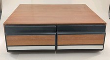 Vtg 80s Wood Grain 24 VHS Tape Holder 2 Drawer Storage Organizer 1