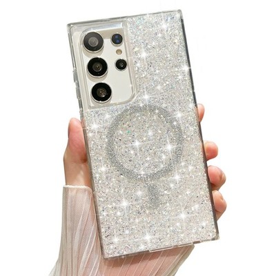 for Galaxy S23 Ultra Case Glitter Wireless Charging Shockproof Case Accessories