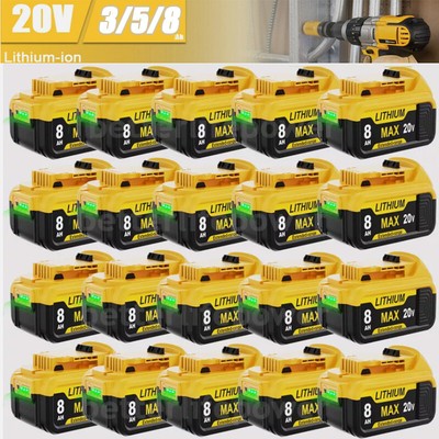 20～1Pack For DeWalt 20V 20 Volt Max 8.0AH Lithium Ion Battery DCB206-2 DCB208-2