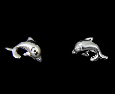 STERLING SILVER 925 SHINY HAWAIIAN BABY DOLPHIN STUD POST EARRINGS