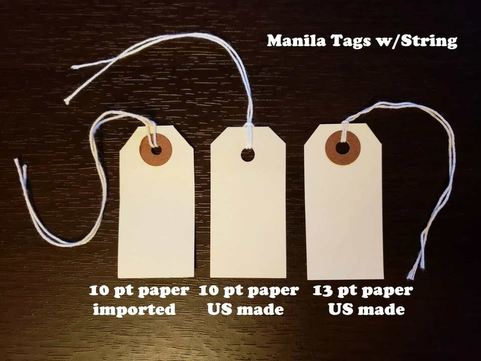 PACK1 Manila Tags With String Inventory Shipping Hang Label Strung Scrapbook