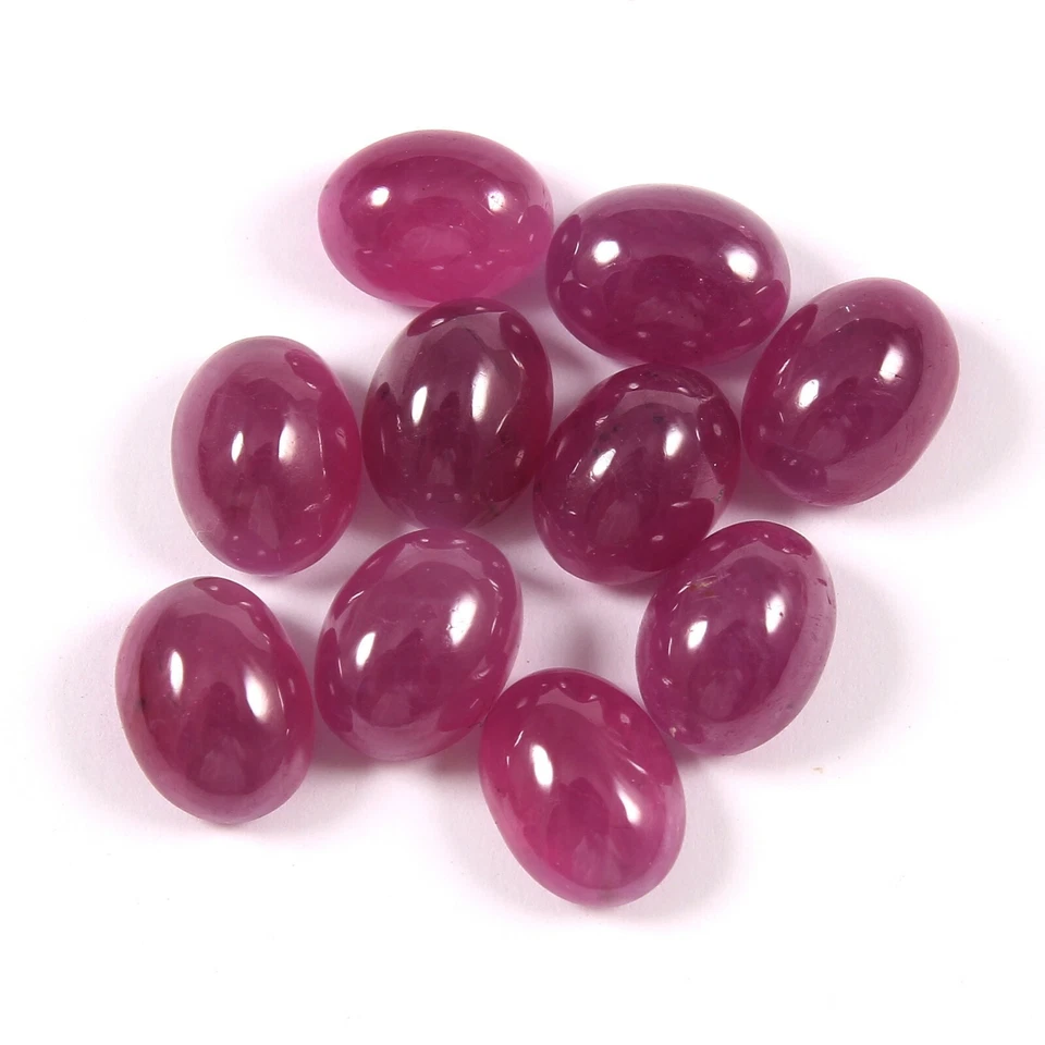 100%天然缅甸红宝石美丽凸圆形8x6毫米散装宝石10件套装 — 第 2/4 张图片